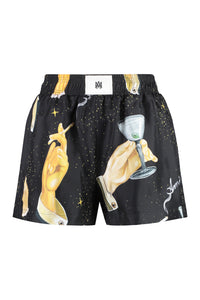 Printed silk shorts